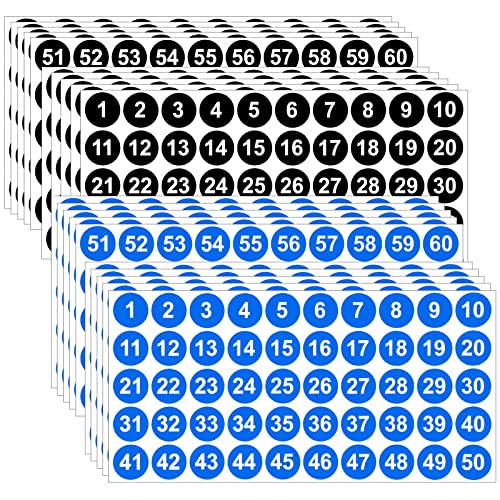 Cozlly 20 Sheet x 1-100 Klebezahlen Sticker, 25 mm Runde Zahlenaufkleber, Selbstklebende Nummernaufkleber, Zahlen Sticker, Nummern Aufkleber zum Markieren von Flaschen Mülleimern Boxen Zuhause Küche von Cozlly
