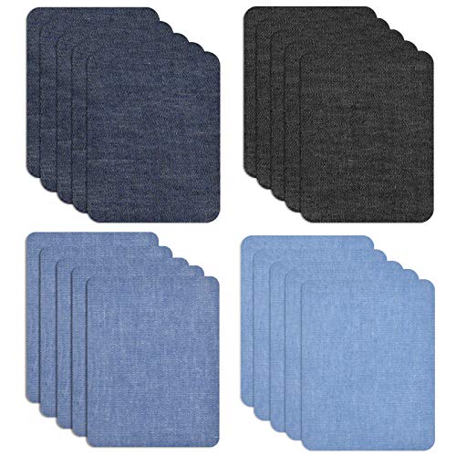 Cozlly 20 Stück Flicken zum Aufbügeln, Patches zum Aufbügeln, 12.5*9.5cm 4 Farben Denim Baumwolle Flicken Aufbügelflicken Bügelflicken Denim Patches Bügeleisen Reparatursatz für Jeans Kleidung von Cozlly