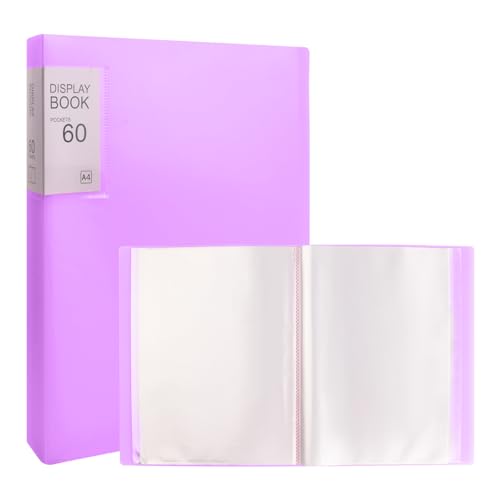 Cozlly Sichtbuch A4 mit Klarsichthüllen 60 Taschen, Hefter und Ordner Sichtmappe,Solid Präsentationsordner aus PP, Taschen Display Buch Dokument Transparente Ordner mit Kunststoffhüllen von Cozlly