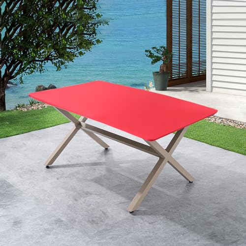 Cozomiz Elastische Tischdecke Gartentischdecke Rechteckige Waschbar rutschfeste Abwischbar Schmutzabweisend Tischdecke Rot 86 x 86 cm Rechteckige Enge Passform von Cozomiz