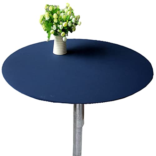 Cozomiz Elastische Tischdecke Gartentischdecke Rundtischdecke Waschbar rutschfeste Abwischbar Schmutzabweisend Tischdecke 100cm Runde Enge Passform Navy blau von Cozomiz