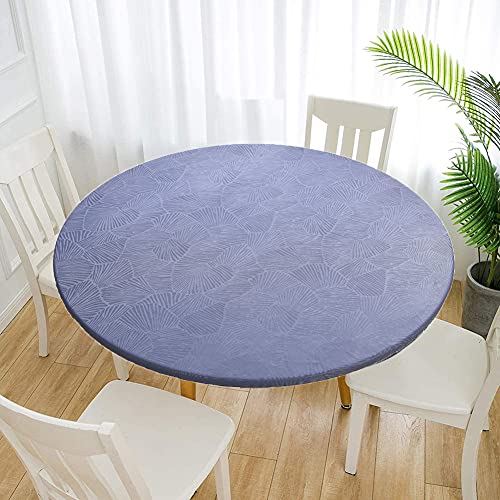 Cozomiz Jacquard Elastische Tischdecke Gartentischdecke Rundtischdecke wasserdichte rutschfeste Abwischbar Schmutzabweisend Tischdecke 100cm Runde Enge Passform Blau von Cozomiz