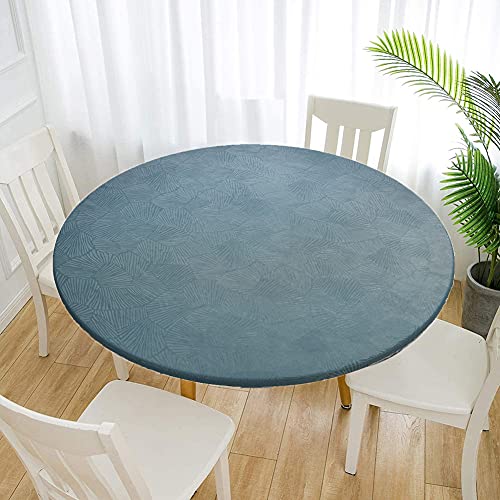 Cozomiz Jacquard Elastische Tischdecke Gartentischdecke Rundtischdecke wasserdichte rutschfeste Abwischbar Schmutzabweisend Tischdecke 100cm Runde Enge Passform Grün von Cozomiz