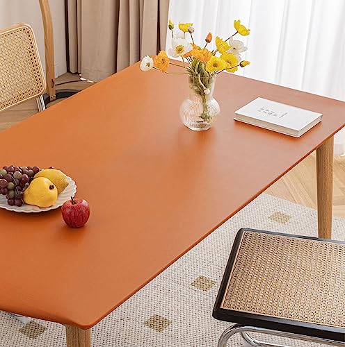 Cozomiz PU-Leder Elastische Tischdecke Gartentischdecke Rechteckig Tischdecke wasserdichte rutschfeste Abwischbar Schmutzabweisend Tischdecke 60x120cm Orange von Cozomiz