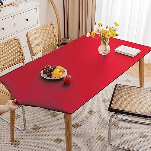 Cozomiz PU-Leder Elastische Tischdecke Gartentischdecke Rechteckig Tischdecke wasserdichte rutschfeste Abwischbar Schmutzabweisend Tischdecke 80x120cm Rot von Cozomiz