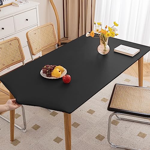 Cozomiz PU-Leder Elastische Tischdecke Gartentischdecke Rechteckig Tischdecke wasserdichte rutschfeste Abwischbar Schmutzabweisend Tischdecke 80x120cm Schwarz von Cozomiz