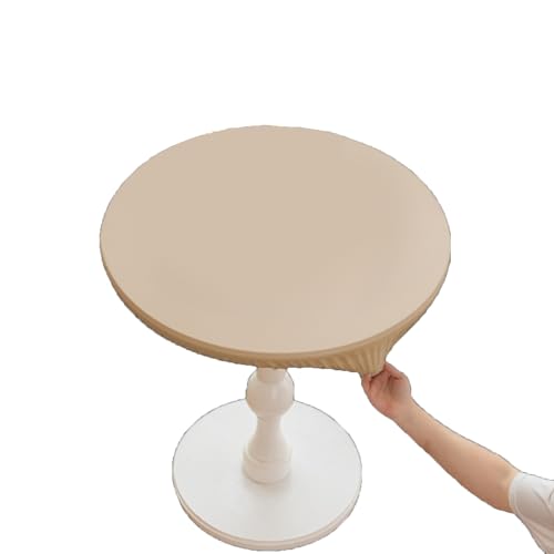 Cozomiz PU-Leder Elastische Tischdecke Gartentischdecke Runden Tischdecke wasserdichte rutschfeste Abwischbar Schmutzabweisend Tischdecke 120cm Beige von Cozomiz