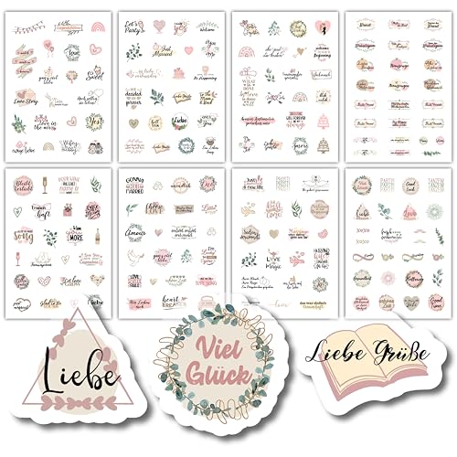 Sticker Hochzeit Gästebuch - Rosa - Liebevoll designte Sticker - 187 Motive - Aufkleber Hochzeit für das Gästebuch - Sticker Gästebuch Hochzeit von Cozy Interior