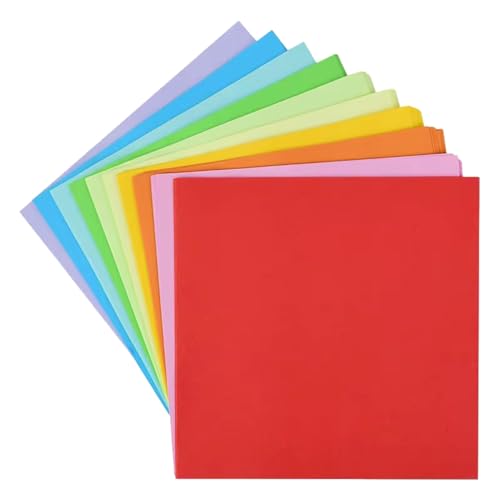 Cozylkx 100 Blatt Origami-Papier, Regenbogenfarben, 10 x 10 Cm, Doppelseitig, 10 Farben, Quadratisches Faltpapier Für DIY, Scrapbooking, Basteln, Dekor von Cozylkx