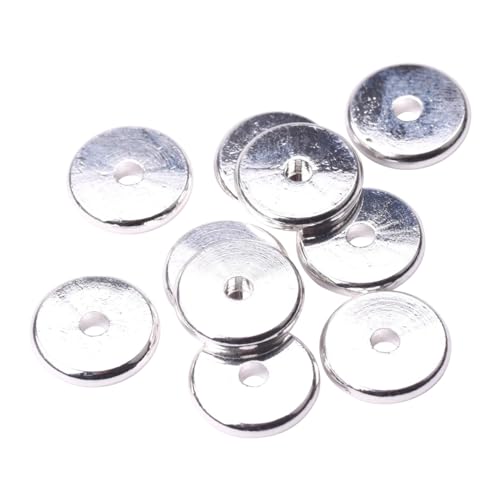 Cozylkx Metall-Abstandsperlen, 20 Stück, 10 Mm, Flache Runde Metallische Abstandsperlen, Massive Messingperlen, Metall-Rondelle-Scheibenperlen Für DIY-Schmuck von Cozylkx