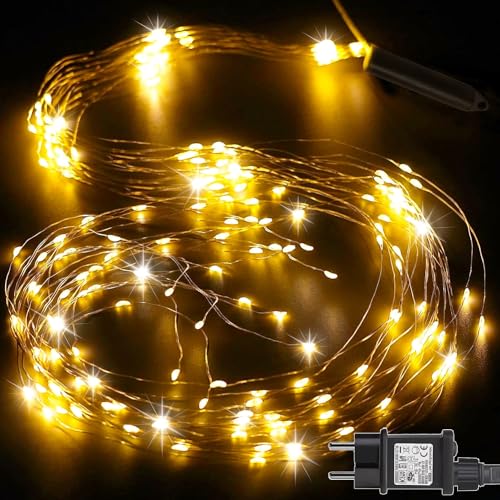 Cozymeow Lichterschweif 1M 100 LED Weihnachtsbeleuchtung mit Strom, Timer, Lichterstrang 8 Modi Wasserfall Lichterkette Wasserdicht Lichterbündel für Weihnachten Baum Außen Innen Deko - Warmweiß von Cozymeow