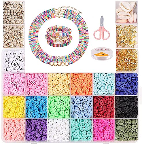 Cozywind 4200 Stück Flache Runde Polymer Clay Bead Abstandhalter, 6mm Tonperlen Spacer Bunt Perlen, Vinyl Scheiben Lose Perlen für DIY Ohrring Armband Halskette Craft Making (18 Farben) von Cozywind