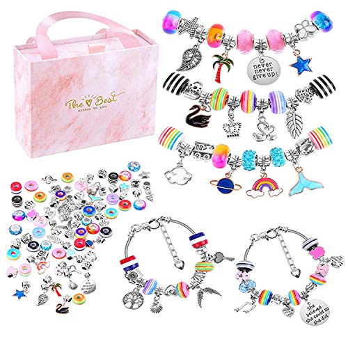 Cozywind Charm Armkettchen Kit DIY Bettelarmband Machen Setzen, Schmuck Bastelset mit Silberkette Schmuck Geschenkset, Geschenke für Mädchen von Cozywind