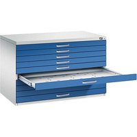 CP 7100 Planschrank lichtgrau, enzianblau 10 Schubladen 110,0 x 76,5 x 76,0 cm von Cp