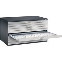 CP 7200 Planschrank schwarzgrau, weißaluminium 10 Schubladen 135,0 x 96,0 x 76,0 cm von Cp