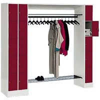 CP Garderobe mit Schließfächern Serie 8070 lichtgrau, rubinrot 80730-00 S10004, 15 Schließfächer 210,0 x 48,0 x 195,0 cm von Cp