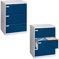 CP C 2000 Acurado Hängeregistraturschrank lichtgrau, blau 3 Schubladen 78,7 x 59,0 x 104,5 cm von Cp