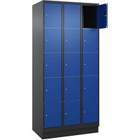 CP Schließfachschrank Classic PLUS enzianblau, schwarzgrau 080020-305 S10037, 15 Schließfächer 90,0 x 50,0 x 195,0 cm von Cp