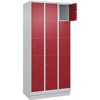 CP Schließfachschrank Classic PLUS lichtgrau, rubinrot 080020-305 S10001, 15 Schließfächer 90,0 x 50,0 x 195,0 cm von Cp