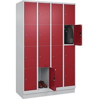 CP Schließfachschrank Classic PLUS lichtgrau, rubinrot 080020-404 S10001, 16 Schließfächer 120,0 x 50,0 x 185,0 cm von Cp