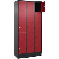 CP Schließfachschrank Classic PLUS rubinrot, schwarzgrau 080020-305 S10038, 15 Schließfächer 90,0 x 50,0 x 195,0 cm von Cp