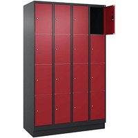 CP Schließfachschrank Classic PLUS rubinrot, schwarzgrau 080020-404 S10035, 16 Schließfächer 120,0 x 50,0 x 185,0 cm von Cp