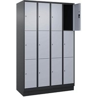 CP Schließfachschrank Classic PLUS schwarzgrau, weißaluminium 080020-403 S10036, 12 Schließfächer 120,0 x 50,0 x 195,0 cm von Cp