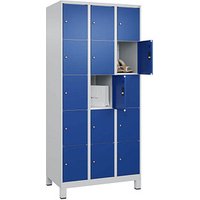 CP Schließfachschrank Classic Plus enzianblau, lichtgrau 080010-305 S10003, 15 Schließfächer 90,0 x 50,0 x 195,0 cm von Cp