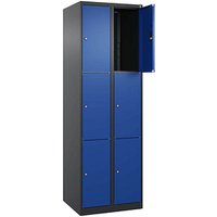 CP Schließfachschrank Classic Plus enzianblau, schwarzgrau 080000-203 S10033, 6 Schließfächer 60,0 x 50,0 x 185,0 cm von Cp