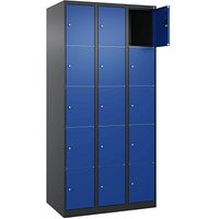 CP Schließfachschrank Classic Plus enzianblau, schwarzgrau 080000-305 S10028, 15 Schließfächer 90,0 x 50,0 x 185,0 cm von Cp