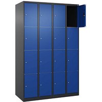 CP Schließfachschrank Classic Plus enzianblau, schwarzgrau 080000-404 S10029, 16 Schließfächer 120,0 x 50,0 x 185,0 cm von Cp