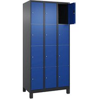 CP Schließfachschrank Classic Plus enzianblau, schwarzgrau 080010-304 S10038, 12 Schließfächer 90,0 x 50,0 x 195,0 cm von Cp