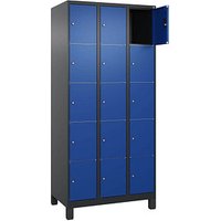 CP Schließfachschrank Classic Plus enzianblau, schwarzgrau 080010-305 S10039, 15 Schließfächer 90,0 x 50,0 x 195,0 cm von Cp