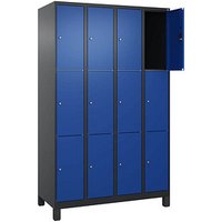 CP Schließfachschrank Classic Plus enzianblau, schwarzgrau 080010-403 S10032, 12 Schließfächer 120,0 x 50,0 x 195,0 cm von Cp