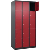 CP Schließfachschrank Classic Plus rubinrot, schwarzgrau 080000-305 S10029, 15 Schließfächer 90,0 x 50,0 x 185,0 cm von Cp