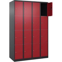 CP Schließfachschrank Classic Plus rubinrot, schwarzgrau 080000-404 S10030, 16 Schließfächer 120,0 x 50,0 x 185,0 cm von Cp