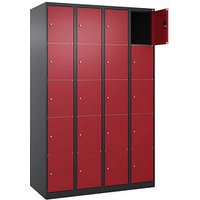 CP Schließfachschrank Classic Plus rubinrot, schwarzgrau 080000-405 S10031, 20 Schließfächer 120,0 x 50,0 x 185,0 cm von Cp