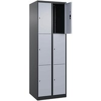 CP Schließfachschrank Classic Plus schwarzgrau, weißaluminium 080000-203 S10041, 6 Schließfächer 60,0 x 50,0 x 185,0 cm von Cp