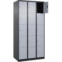 CP Schließfachschrank Classic Plus schwarzgrau, weißaluminium 080000-305 S10036, 15 Schließfächer 90,0 x 50,0 x 185,0 cm von Cp