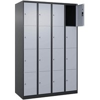 CP Schließfachschrank Classic Plus schwarzgrau, weißaluminium 080000-404 S10034, 16 Schließfächer 120,0 x 50,0 x 185,0 cm von Cp