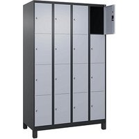 CP Schließfachschrank Classic Plus schwarzgrau, weißaluminium 080010-404 S10040, 16 Schließfächer 120,0 x 50,0 x 195,0 cm von Cp