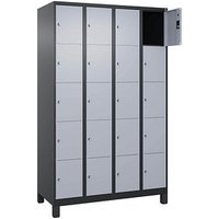 CP Schließfachschrank Classic Plus schwarzgrau, weißaluminium 080010-405 S10038, 20 Schließfächer 120,0 x 50,0 x 195,0 cm von Cp