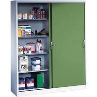 CP Stahlschrank 2149-00 S10059 lichtgrau, rededagrün 160,0 x 40,0 x 195,0 cm, aufgebaut von Cp