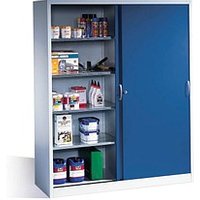 CP Stahlschrank 2159-00 S10097 lichtgrau, enzianblau 160,0 x 50,0 x 195,0 cm, aufgebaut von Cp