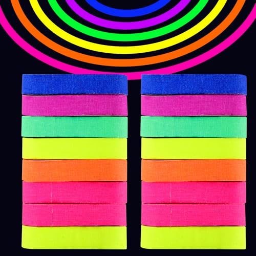 Cpeelsdo Neon Klebeband - 16 Stück Premium Fluoreszierendes Klebeband UV Schwarzlicht tape für Neon-Party deko,5mx15mm,6 Farben (16) von Cpeelsdo