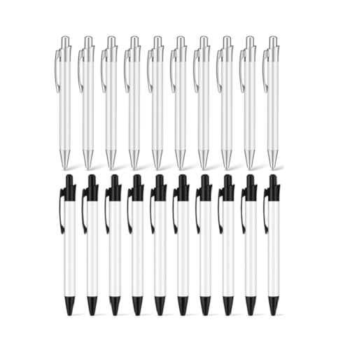 Cpolebev 20 Stück Sublimations-Kugelschreiber mit Schrumpffolie, Individueller Clip-Stift Aus Aluminium von Cpolebev