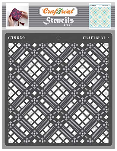 CrafTreat Buffalo Check Stencils for Painting on Wood - 2 Tier Plaid IV Piece 6" x Reusable Stencil Designs for Painting Checked Concrete Floor Painting von CrafTreat