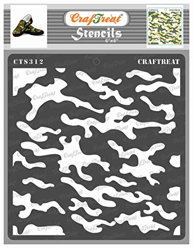 CrafTreat Camouflage Stencils for Furniture Painting - Camouflage Stencil Size: 15 x 15 cm - Textured Stencils for Crafts Reusable - Texture Pattern Stencil for Camouflage - Camo Stencil von CrafTreat