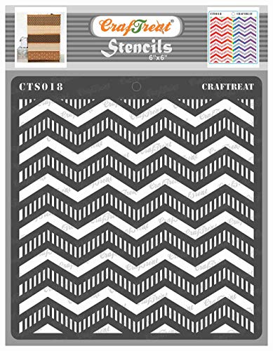 CrafTreat Chevron Stencils for Painting on Wood, Wall, Tile, Canvas, Paper, Fabric and Floor - Striped Chevrons Stencil - 6x6 Inches - Reusable DIY Art and Craft Stencils - Stripes Stencil von CrafTreat