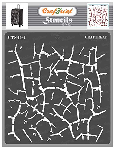 CrafTreat wiederverwendbare Crackle-Muster-Schablonen zum Malen auf Holz, Wänden und Fliesen – Krokodil-Crackle – 30,5 x 30,5 cm – DIY-Kunst- und Bastelschablonen Crackle – Textur-Vorlagen von CrafTreat